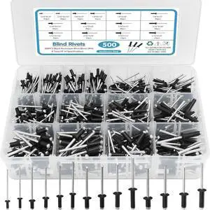 500 pieces of popular black blind plate rivet combination sets,14 sizes of aluminum rivets are selling well across borders 500 pieces of popular black blind plate rivet combination sets,14 sizes of aluminum rivets are selling well across borders