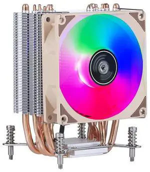 Desktop computer 6-copper tube 2011 pin dual-channel server CPU cooler X79 motherboard air-cooled silent fan X99XF-963-M4 screw 6-copper tube - 4-pin temperature control - orange frame white leaf -9CM