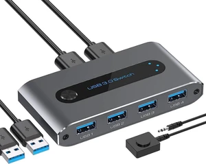 USB 3.0 Switch, 2 in 4 out USB 3.0 Switch, USB KVM Switcher 2 Computer Sharing 4 USB Devices with Wire Desktop Controller and 2 Pack USB 3.0 A-A Cable USB 3.0 Switch, 2 in 4 out USB 3.0 Switch, USB KVM Switcher 2 Computer Sharing 4 USB Devices with Wire Desktop Controller and 2 Pack USB 3.0 A-A Cable