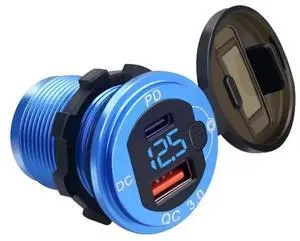 Spot metal car car charger modified USB fast charging mobile phone charging plug with switch voltage display
