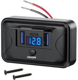 In-stock modified car supplies, car charger, super fast charging, one-to-three, built-in voltage display, waterproof cover