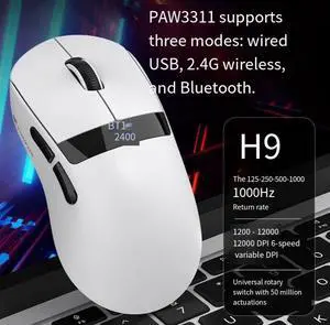 Shuan Yin Huo H9 Wireless Bluetooth Computer Mouse - Gaming, Office, Three Modes, Wired PAW3311 Notebook CF Shuan Yin Huo H9 Wireless Bluetooth Computer Mouse - Gaming, Office, Three Modes, Wired PAW3311 Notebook CF