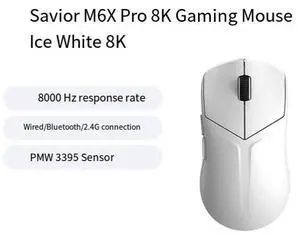 Savior M6XPRO series triple-mode 8K professional PAW3395 gaming Ultra lightweight gaming mouse weighing approximately 53g Savior M6XPRO series triple-mode 8K professional PAW3395 gaming Ultra lightweight gaming mouse weighing approximately 53g