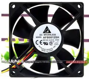 Original Delta fan AFB0812SH F00 with 12V power supply and 0.5lA current, featuring 8025 high airflow for CPU computer cases. Original Delta fan AFB0812SH F00 with 12V power supply and 0.5lA current, featuring 8025 high airflow for CPU computer cases.