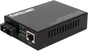 Intellinet Gigabit Ethernet Media Converter, 10/100/1000Base-T to 1000Base-SX (SC) Multi-Mode, 550 m (1,800 ft.), Autonegotiation
