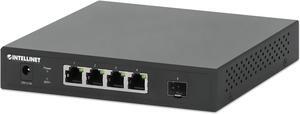 Intellinet 5-Port Switch with 4 x 2.5G Ethernet Ports and 1 SFP+ Uplink, Four 10/100/1000/2500 Mbps RJ45 Ports, One 10G SFP+ Open Slot, Unmanaged, Desktop Format, Wall-mount Option