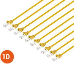 Intellinet Cat8.1 U/FTP Slim Network Patch Cable, 0.5 ft., Yellow, 10-Pack, 40G, 2 GHz, 100% Copper, 30 AWG, RJ45, Stranded, Snag-free, Gold-plated Contacts Intellinet Cat8.1 U/FTP Slim Network Patch Cable, 0.5 ft., Yellow, 10-Pack, 40G, 2 GHz, 100% Copper, 30 AWG, RJ45, Stranded, Snag-free, Gold-plated Contacts