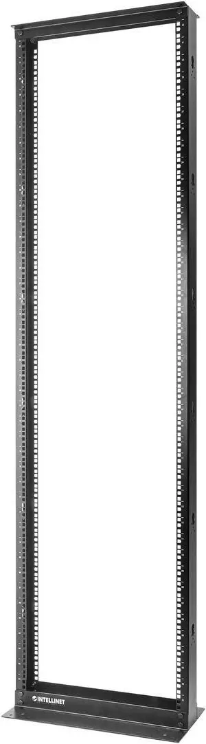 Intellinet 19" 2-Post Open Frame Network Rack, 42U, 9.84 in Depth, Flat Pack, Can Be Bolted to the Floor, Black RAL 9005