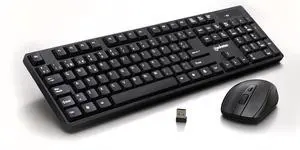 Manhattan Spanish Layout Keyboard Combo de Teclado y Mouse inalámbricos, Juego de Teclado inalámbrico USB de tamaño Completo con dongle de 2.4 GHz para computadora portátil, Color Negro 180955