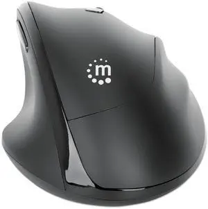 MANHATTAN Wireless Ergonomic Mouse  2.4 GHz RF, 800/1200/1600 dpi, Six Buttons with Scroll Wheel, USB-A & USB-C 2-in-1 Receiver Dongle  for Laptop, Computer, PC - 3 Yr Mfg Warranty  190237