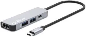 Manhattan USB-C PD 4-in-1 Docking Station: Transform Devices with 4K HDMI, 100W Charging, and USB-A Ports for Laptops, Tablets, and Phones - 190428 Manhattan USB-C PD 4-in-1 Docking Station: Transform Devices with 4K HDMI, 100W Charging, and USB-A Ports for Laptops, Tablets, and Phones - 190428