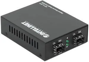 Intellinet SFP to SFP Gigabit Ethernet Media Converter - Flexible Fiber Network Solution with Dual Slots, Long-Range, Hot-Swappable, Plug-and-Play Design - 509183