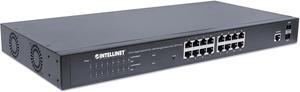Intellinet 16-Port Gigabit Ethernet PoE+ Layer 2+ Managed Switch with 2 SFP Ports |IEEE 802.3at/af  (PoE+/PoE) Compliant |374 W, Self-Healing Network, Endspan, 19" Rackmount
