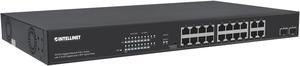 Intellinet 16-Port Gigabit Ethernet PoE+ Switch with 4 RJ45 Gigabit and 2 SFP Uplink Ports |IEEE 802.3at/af Power over Ethernet (PoE+/PoE) Compliant, 300 W, Endspan, 19" Rackmount