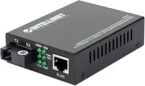 Intellinet Gigabit Ethernet WDM Bi-Directional Single Mode Media Converter, 10/100/1000Base-TX to 1000Base-LX (SC) Single-Mode, 20 km (12.4 mi.), WDM (RX1550/TX1310)