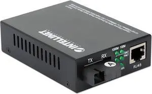 Intellinet Gigabit Ethernet WDM Bi-Directional Single Mode Media Converter, 10/100/1000Base-TX to 1000Base-LX (SC) Single-Mode, 20 km (12.4 mi.), WDM (RX1310/TX1550)