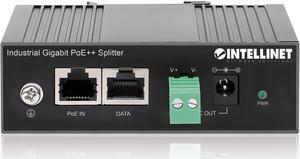 Intellinet Industrial Gigabit PoE++ Splitter, IEEE 802.3bt (4PPoE) Compliant, up to 60 W Input, 12 V / 4.25 A DC Output, IP30-rated Metal Housing, DIN-rail Mount