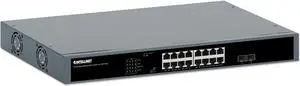 Intellinet 18-Port Extend-Mode Gigabit Ethernet 250 W PoE+ Switch with 2 SFP Ports | Two 1G SFP Slots, Self-Healing Network, PD Alive, PoE Watchdog | 19" Rackmount