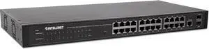 Intellinet 24-Port Web-Managed Gigabit Ethernet Switch with 2 SFP Ports, 24 x 10/100/1000 Mbps RJ45 Ports +  2 x SFP, IEEE 802.3az Energy Efficient Ethernet, SNMP, QoS, VLAN, ACL, 19" Rackmount