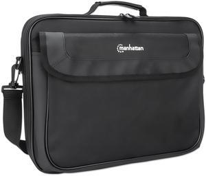 MANHATTAN 15.6-Inch Laptop Shoulder Bag Carrying Case - Slim Briefcase Style  Full Clamshell Opening  Padded Compartments - Computer  Tablet  Notebook - 3 Yr Mfg Warranty - Black  439947