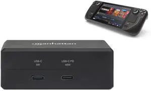 Manhattan Steam Deck Travel Dock with 52W USB Charger - Multiport USB-C and USB-A Hub for Fast Charging and HDMI Connectivity, Supports 1080p Resolution and Overload Protection