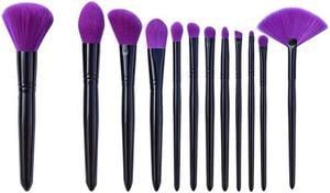 Purple Soft Fine Synthetic Hair 12pcs Makeup Brush Set with OPP Bag Beauty Cosmetic Tool