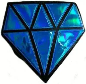 Makeup Bag Diamond Shape PU Leather Zipper Makeup Brush Cosmetic Handbag Large Size Beauty Makeup Tool Blue