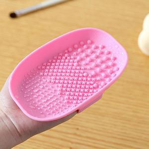 Oval Soap Holder Shape Silicone Foundation Cleaning Tools Makeup Brush Cleaner Mat Beauty Makeup Tools Pink