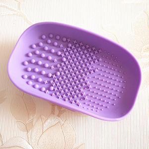 Oval Soap Holder Shape Silicone Foundation Cleaning Tools Makeup Brush Cleaner Mat Beauty Makeup Tools Purple