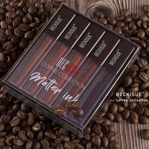 Coffee Matte Velvet Dark Nude 5pcs Lip Gloss Combo Set Beauty Lip Cosmetics