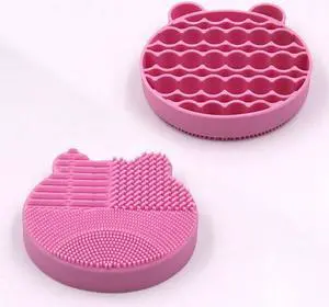 Cute Bear Shape Silicone Washing Makeup Brush Cleaner and Holder Stand Tool Beauty Cosmetic Tool