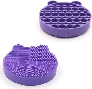 Cute Bear Shape Silicone Washing Makeup Brush Cleaner and Holder Stand Tool Beauty Cosmetic Tool Purple