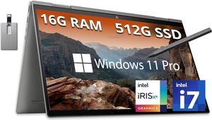 HP Envy x360 2-in-1 15.6 FHD Touchscreen Laptop, Intel Core i7-1355U, 16GB RAM, 512GB PCIe SSD, Backlit KB, 5MP IR Cam, Stylus Pen, Intel Iris Xe Graphics, Wi-Fi 6, Win 11 Pro, Gray, 32GB USB Card