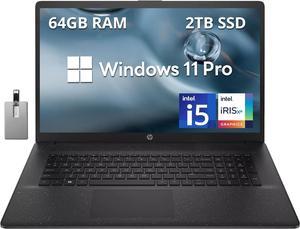 HP 17.3" HD+ Business Laptop, Intel Core i5-1235U, 64GB RAM, 2TB PCIe SSD, Intel Iris Xe Graphics, Number Pad, Wi-Fi, Bluetooth, HDMI, Win 11 Pro, Black, 32GB Hotface USB Card