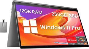 HP Envy x360 2-in-1 15.6" FHD Touchscreen Laptop, AMD Ryzen 5 7530U, 12GB RAM, 256GB PCIe SSD, Backlit Keyboard, 5MP IR Cam, 1 Year Office 365, Wi-Fi 6E, Win 11 Pro, Gray, 32GB Hotface USB Card
