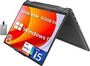 Lenovo Yoga 7i 2-in-1 14" 2.2K Touchscreen Laptop, Intel Core i5-1335U, 16GB LPDDR5, 512GB SSD, Intel Iris Xe, Backlit Keyboard, Fingerprint reader, FHD Webcam, WiFi 6E, Win 11, Grey, 32GB USB Card