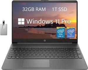 HP 15.6" FHD IPS Laptop, Intel Core i3-1215U, 32GB RAM, 1TB PCIe SSD, Intel UHD Graphics, HD Webcam, Numpad, Wi-Fi 6, Bluetooth, Black, Win 11 Pro, 32GB Hotface USB Card