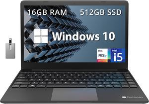 Gateway Ultra Slim Laptop, 14.1" IPS FHD Display, Intel Core i5-1135G7, 16GB RAM, 512GB SSD, Intel Iris Xe Graphics, 1.0 MP Camera, Fingerprint Scanner, Bluetooth, Black, Win 10, 32GB Hotface USB Card