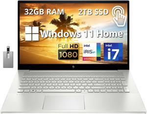 Refurbished HP Envy 173 Full HD Touchscreen Laptop Intel Core i71195G7 Processor 32GB RAM 2TB SSD Intel Iris Xe Graphics Backlit Keyboard 720p HD Webcam Windows 11 Silver 32GB Hotface USB Card
