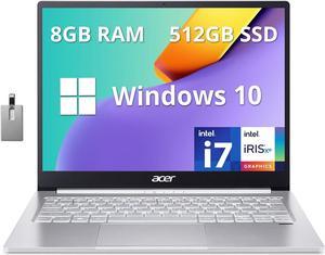Acer Swift 3 135 QHD 2256 x 1504 Business Laptop Intel Core i71165G7 8GB RAM 512GB PCIe SSD Backlit Keyboard Fingerprint Reader Webcam Windows 10 Home Silver 32GB Hotface USB Card