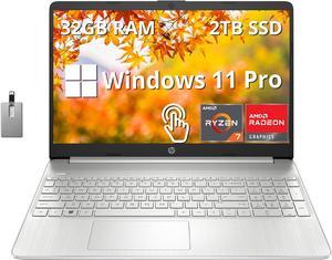 HP Pavilion 156 FHD Touchscreen Laptop AMD Ryzen 7 5700U 32GB RAM 2TB SSD AMD Radeon Graphics FullSize Keyboard HD Webcam Windows 11 Pro Silver 32GB Hotface USB Card