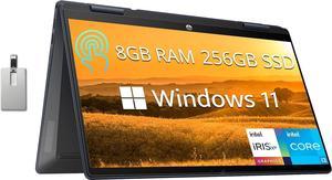 HP Pavilion x360 2-in-1 Laptop, 14" FHD Touchscreen Display, Intel Core i3-1215U, 8GB DDR4 RAM, 256GB PCIe SSD, Intel Iris Xe Graphics, HD Camera, B&O Audio, Windows 11, Blue, 32GB Hotface USB Card