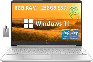 HP 156 HD Touchscreen Laptop 12th Gen Intel Core i31215U Processor 8GB RAM 256GB PCIe SSD Intel UHD Graphics Fingerprint Reader HD Webcam Windows 11 Natural Silver 32GB Hotface USB Card