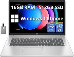 HP 173 Full HD Laptop Intel Core i3 1215U Processor 16GB DDR4 RAM 512GB PCIe SSD Intel UHD Graphics WiFi 5 HD Camera Windows 11 Home Natural Silver 32GB Hotface USB Card