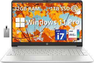 HP 15.6" FHD Touchscreen Business Laptop, Intel Core i7-1255U, 32GB RAM, 1TB PCIe SSD, Intel Iris Xe Graphics, Num Pad, Webcam, Windows 11 Pro, Natural Silver, 32GB Hotface USB Card
