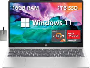 HP 15.6" Full HD Laptop, AMD Ryzen 5 7520U Processor, 16GB RAM, 512GB SSD, AMD Radeon Graphics, Bluetooth, Wi-Fi, Windows 11, Silver, 32GB Hotface USB Card