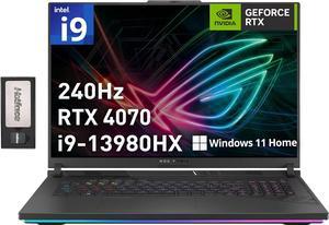 ASUS ROG Strix 18" QHD 240Hz Gaming Laptop, 13th Gen Intel i9-13980HX, 16GB DDR5, 1TB SSD, NVIDIA GeForce RTX 4070, Backlit Keyboard, HD Webcam, Wi-Fi 6, Win 11 Home, Gray, 128GB Hotface Extension Set