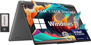 Lenovo Yoga 7i 14" 2K Touchscreen 2-in-1 Laptop, Intel Ultra 5 125U, 16GB RAM, 1.16TB Storage(1TB SSD+160GB Docking Station Set), Backlit KB, Privacy Camera, Wi-Fi 6E, Fingerprint, Win 11 Home, Gray