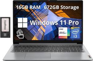 Lenovo Ideapad 1i 15.6" FHD Touchscreen Laptop, Intel i3-1215U, 16GB RAM, 672GB Storage(512GB SSD+160GB Docking Station Set), Intel Iris Xe Graphics, Numeric Keypad, Win11 Pro, Gray