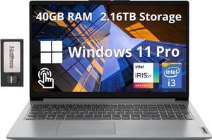 Lenovo Ideapad 1i 15.6" FHD Touchscreen Laptop, Intel i3-1215U, 40GB RAM, 2.16TB Storage(2TB SSD+160GB Docking Station Set), Intel Iris Xe Graphics, Numeric Keypad, Win11 Pro, Gray